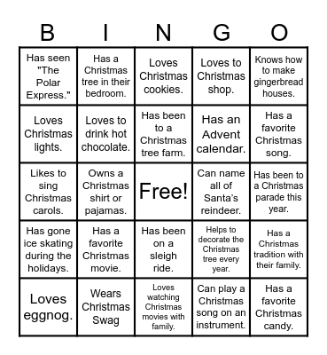 CHRISTMAS BINGO Card