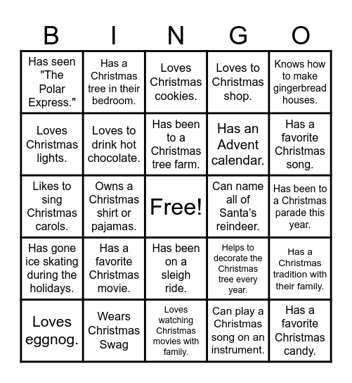 CHRISTMAS BINGO Card