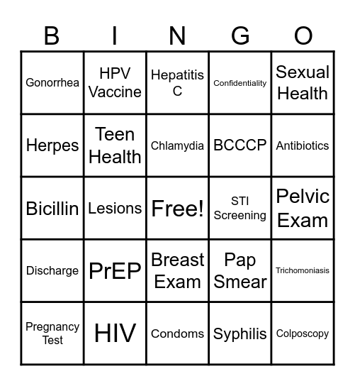 ONE CLINIC BINGO Card