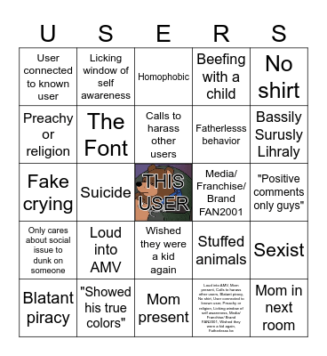 USER Lingo Bingo Card