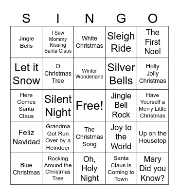 HOLIDAY Bingo Card