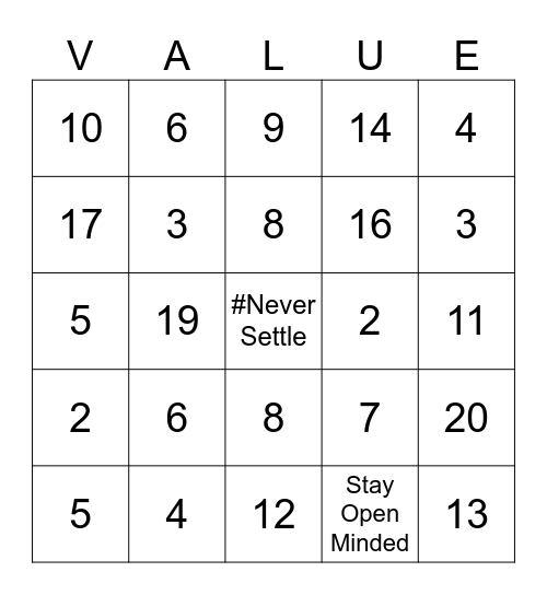 Wundermart Xmas Bingo Card