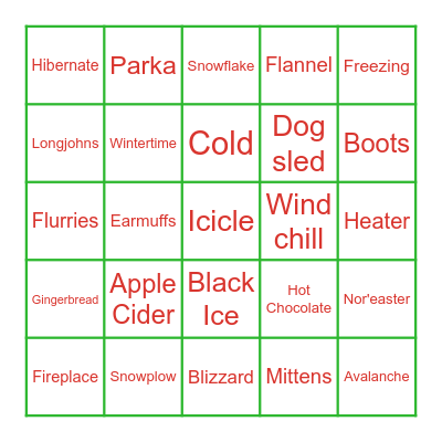 WINTER BINGO Card