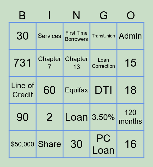 LOAN BINGO Card