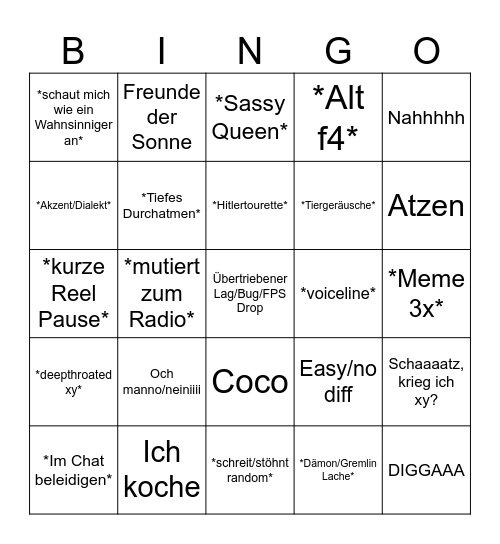 Alex daddelt Bingo Card