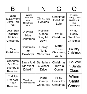 Honky Tonk Christmas Bingo Card