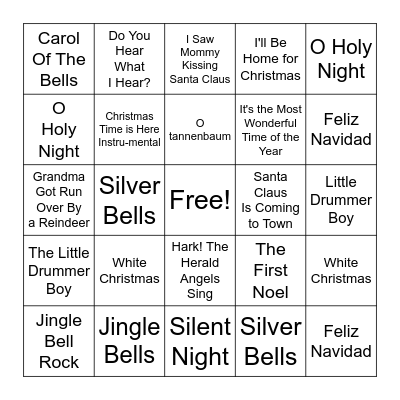 Holiday Song Bingo Card
