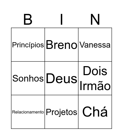 Bingo Chá da Vanessa Bingo Card