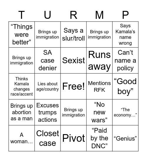 Pean Bingo Card