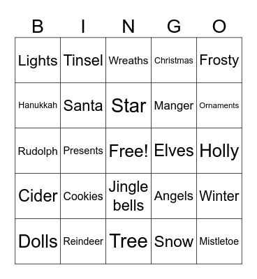 Happy Holidays! Bingo Card