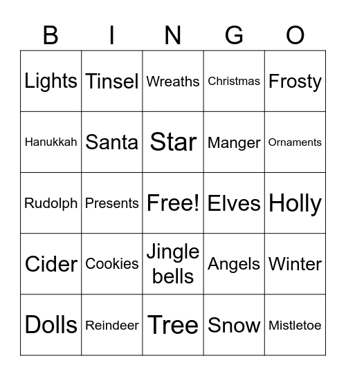 Happy Holidays! Bingo Card