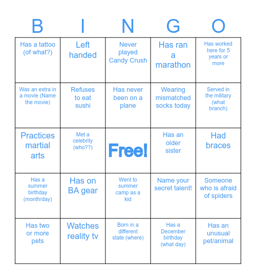 Options B-I-N-G-O! Bingo Card