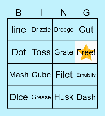 Cooking Terms Bingo Card