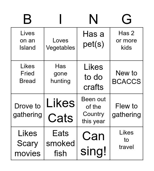 BCACCS STAFF BINGO Card