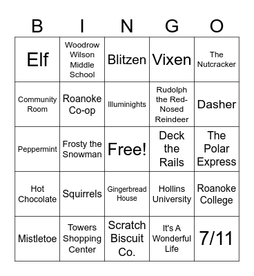 Terrace Bingo Card
