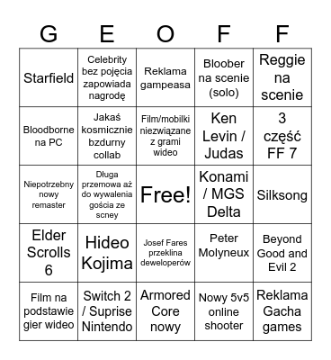 TGA 2024 Bingo Card