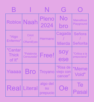 Cosas Que Dice El Maxi Bingo Card