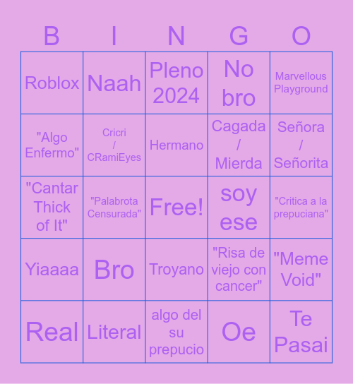 Cosas Que Dice El Maxi Bingo Card