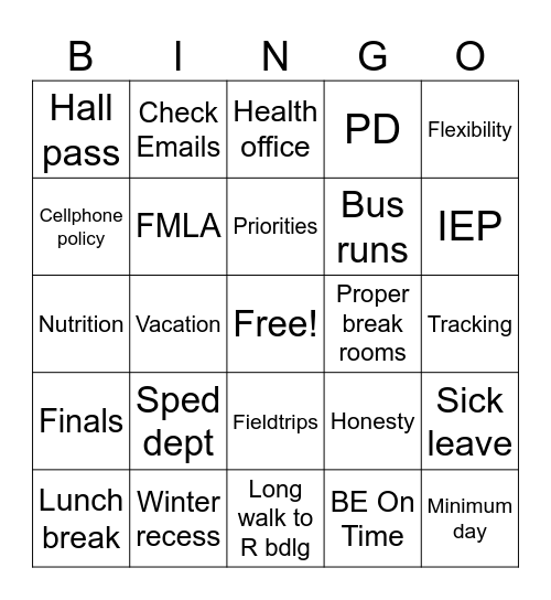 Untitled Bingo Card