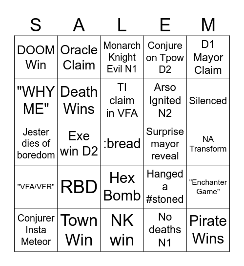 ToS 2 Bingo Card