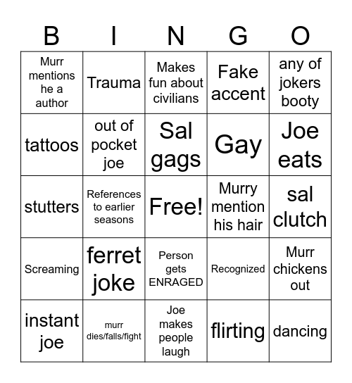 impractical Bingo Card