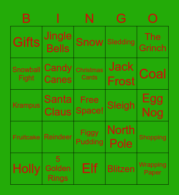 Christmas BINGO Card