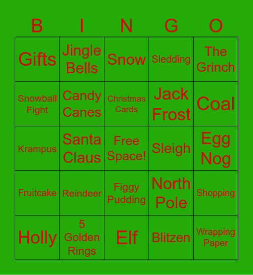 Christmas BINGO Card