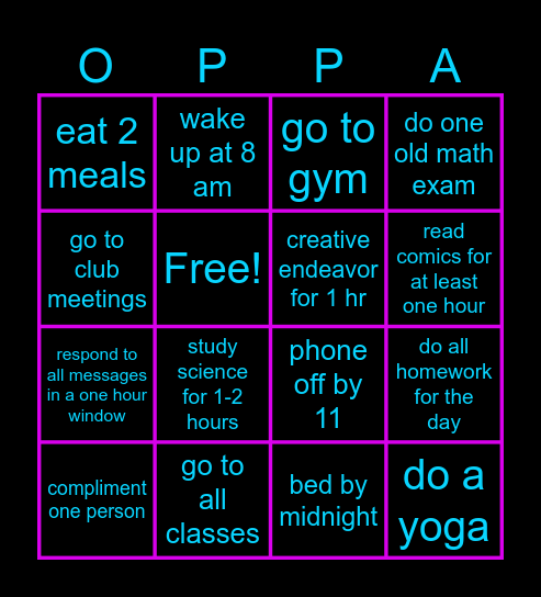 Daily bingo card Bingo Card