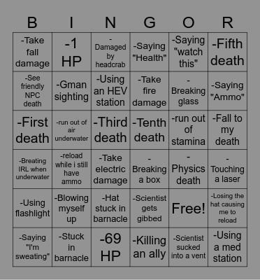 Black Mesa Bingo Card