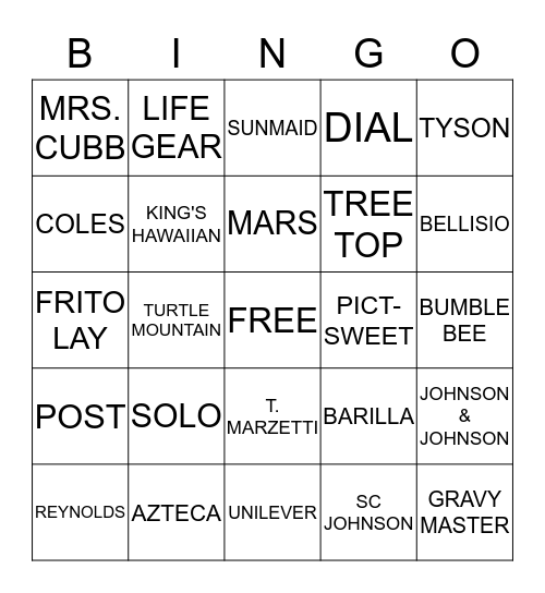 ADVANTAGE SALES & MARKETING Bingo Card