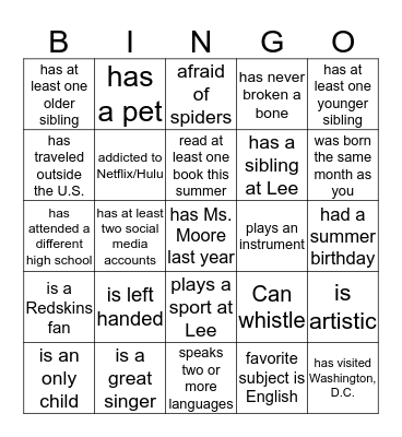 Find Someone Who... Bingo Card