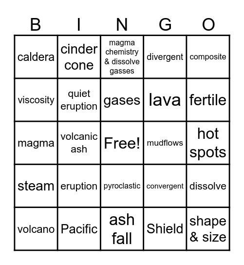 VOLCABO Bingo Card