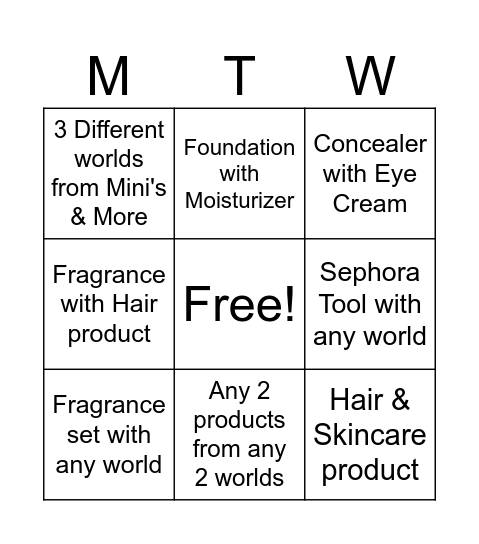 Muti-world Bingo Card