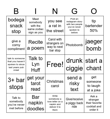 Name: _____________________ Bingo Card