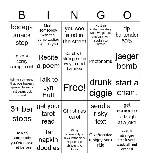 Name: _____________________ Bingo Card