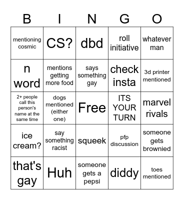 everyone Bingo Card