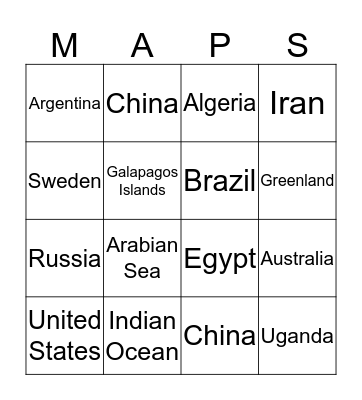 Absolute Location Bingo Card