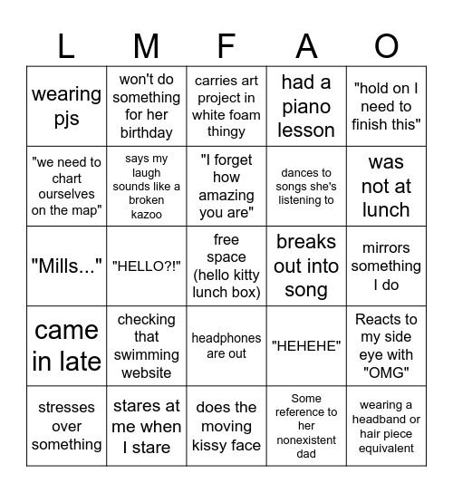 Natalia Bingo Card