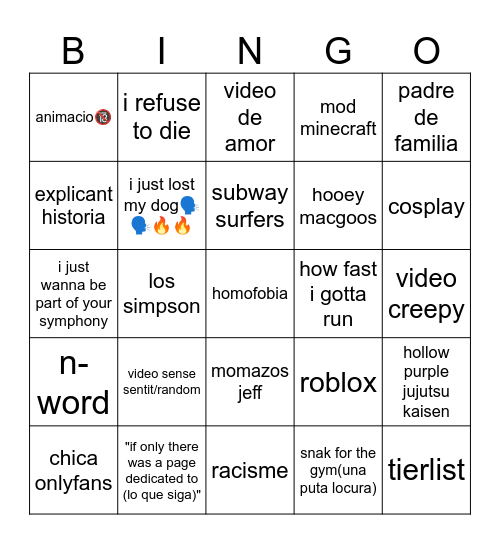 ig reels Bingo Card