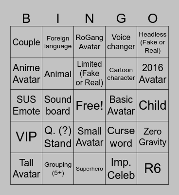 MIC UP 5 MIN Bingo Card