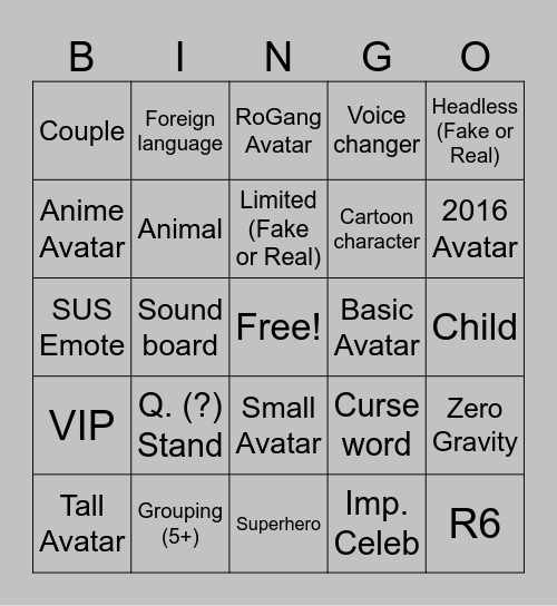 MIC UP 5 MIN Bingo Card