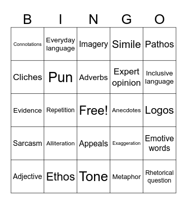 Persuasive Techniques Bingo Card