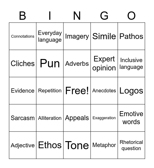 Persuasive Techniques Bingo Card