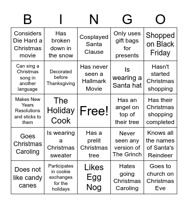 Get To Know You - Christmas Edition Bingo Card