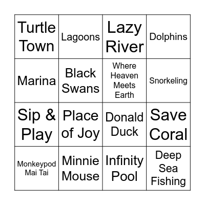 Ko Olina 2025 Bingo Card Bingo Card