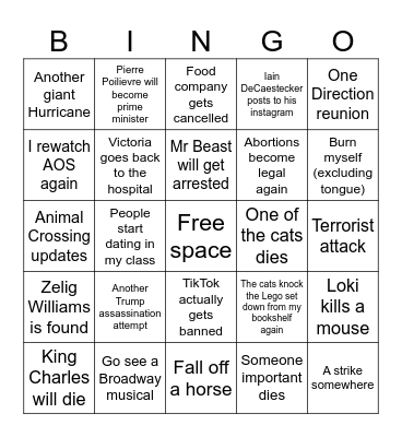 My 2025 Bingo Card Bingo Card