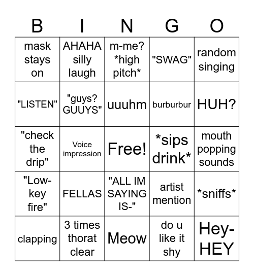 Claude bingo Card