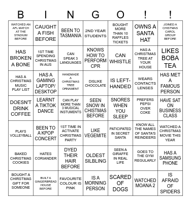 ACTIVATE CHRISTMAS BINGO Card