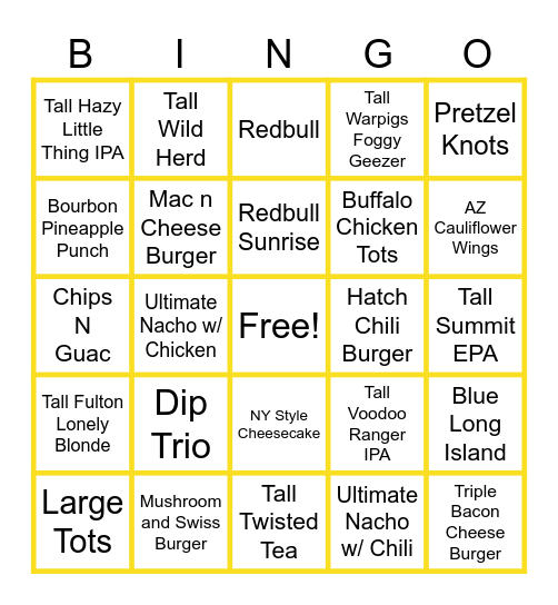 Buffalo Bingo Card