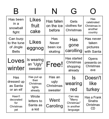 CCC Christmas Bingo Card